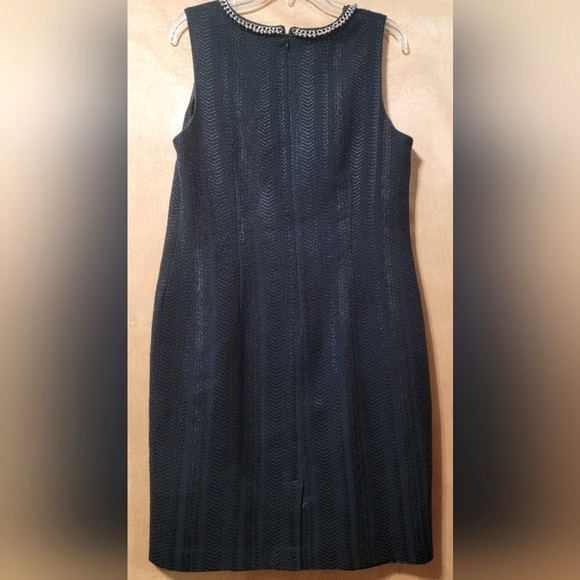 New Karl Lagerfeld Black Sheath Dress Embellished Neckline Pearl - Picture 3 of 12